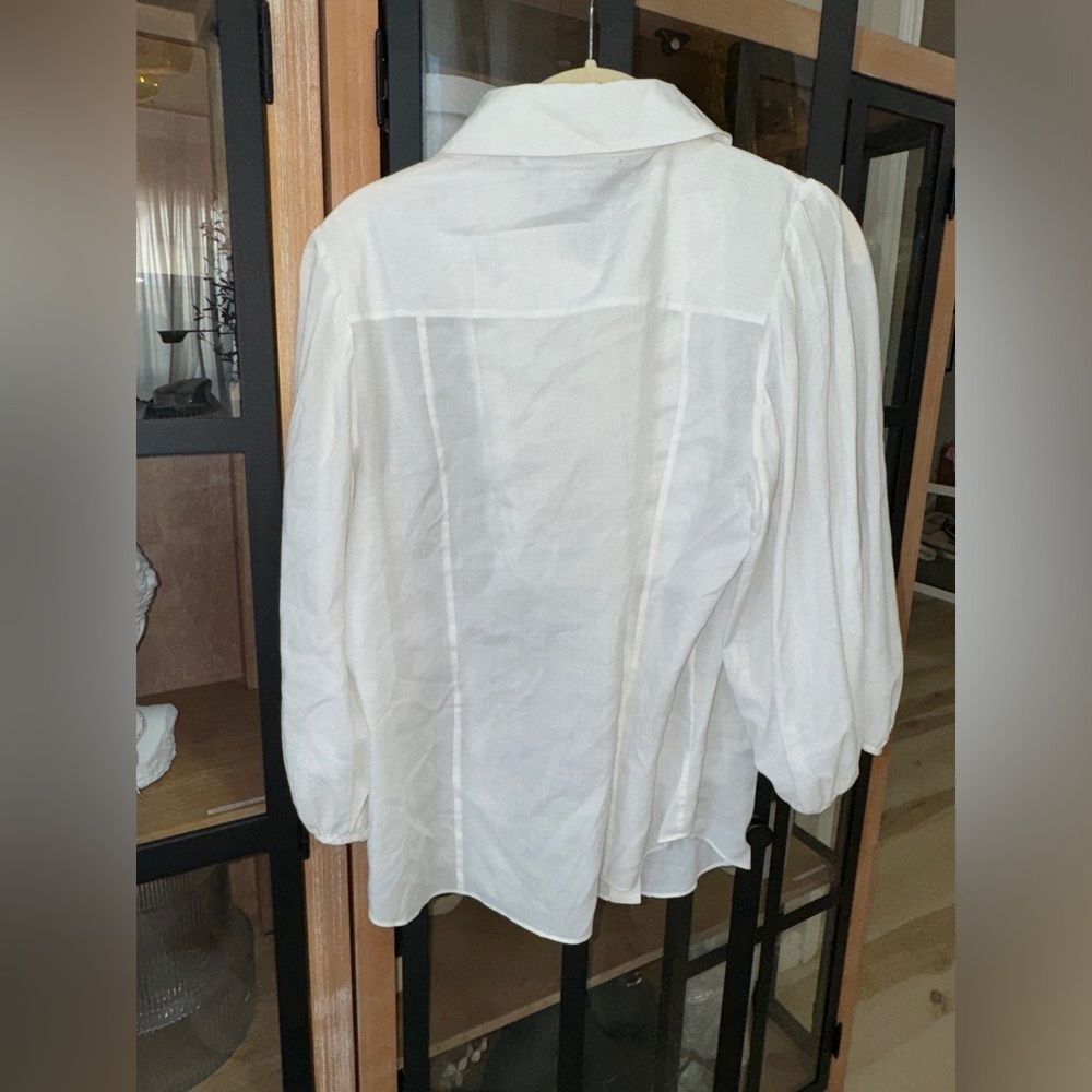 Vintage Diane Von Furstenberg blouse long sleeve button up pleated shirt collar - Picture 4 of 5
